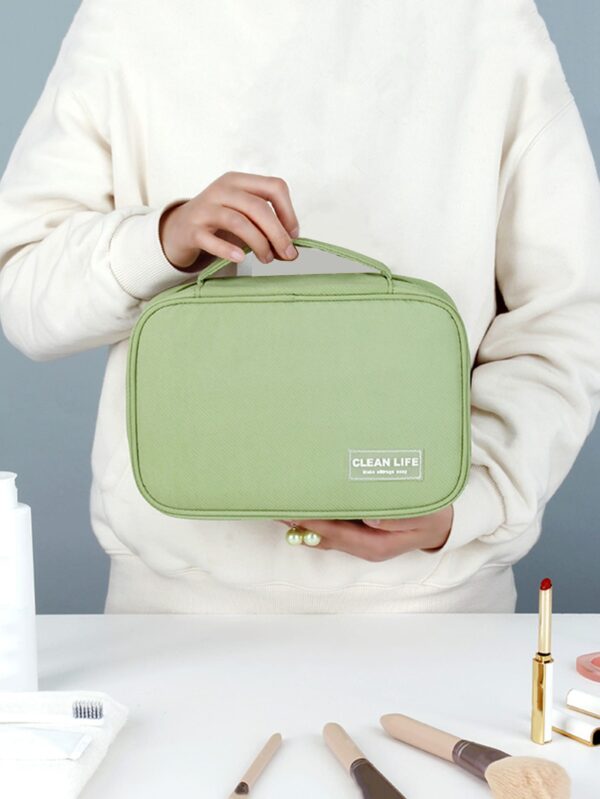 1pc Multifunction Green Portable Travel Storage Large Capacity Makeup Bag For Women Girls