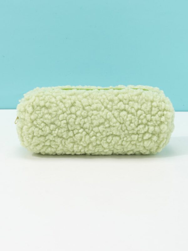 1pc Lamb Plush Avocado Green Portable Travel Storage Makeup Bag For Women Girls
